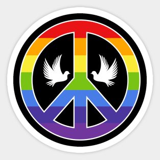 Rainbow Peace Symbol with Doves Sticker